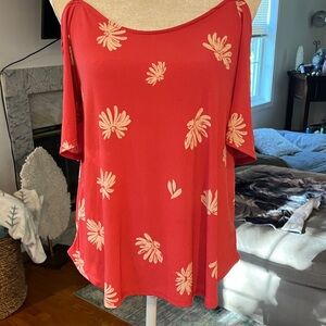 Kaileigh Red Floral Women's Blouse